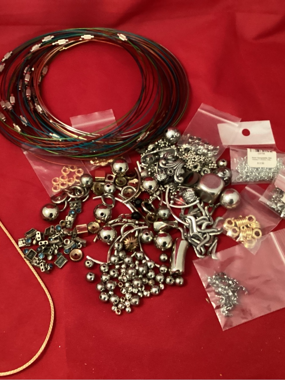 397 grams of Silver-Tone Beads & Multicolor Craft Wire Set
